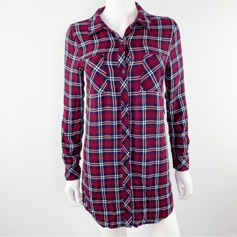 Rails Size Xs Red Plaid Button Down Collared Flan… - image 1